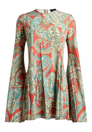 ETRO paisley pleated mini dress - Orange