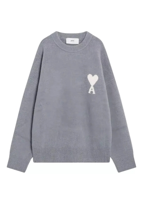 AMI Paris heart-logo crew-neck sweater - Grey