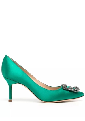 Manolo Blahnik Hangisi 70mm embellished pumps - Green