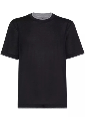 Brunello Cucinelli layered-effect silk-cotton T-shirt - Black