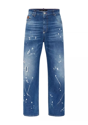 Philipp Plein Beach Boy Fit paint-splatter distressed jeans - Blue