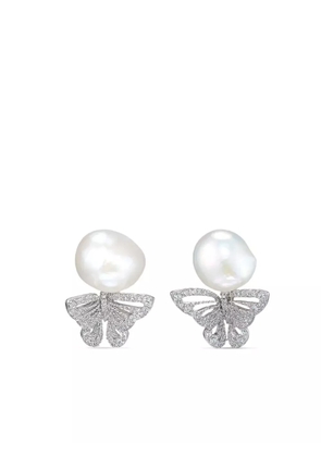 Anabela Chan 18kt white gold Butterfly pearl and diamond earrings - Silver