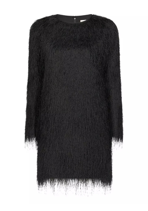 LouLou de Saison Tina fringed long-sleeve mini dress - Black