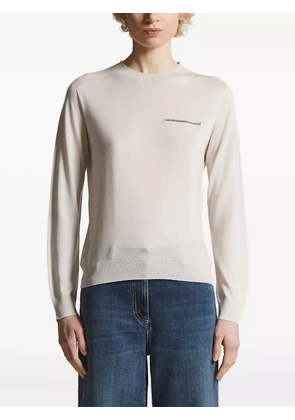 Peserico embellished crew-neck sweater - Neutrals