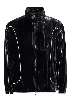 Diesel velvet contrast-piping track jacket - Black