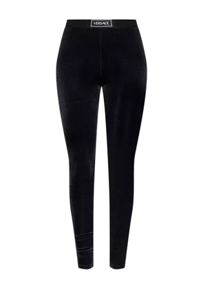 Versace logo-band ribbed trousers - Black