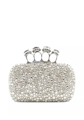 Alexander McQueen Spider knuckle-ring embellished clutch - Silver