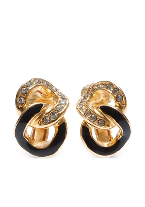 Christian Dior Pre-Owned chain rhinestone clip-on earrings - Gold