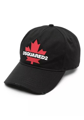 DSQUARED2 maple-leaf printed cotton cap - Black