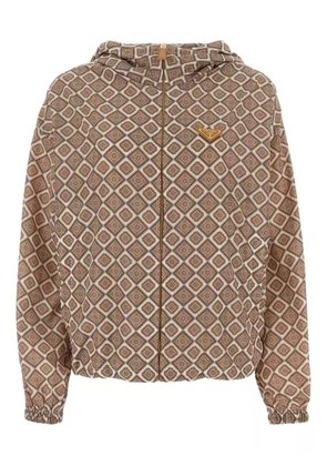 Prada geometric-print hooded jacket - Neutrals