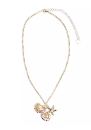 Self-Portrait multi-charm shell necklaces - Gold