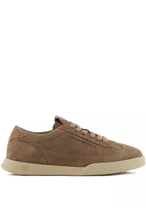Emporio Armani suede lace-up sneakers - Brown