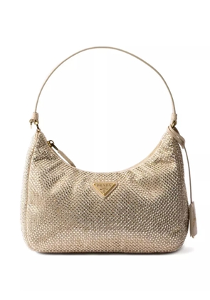 Prada Re-Edition crystal-embellished shoulder bag - Neutrals