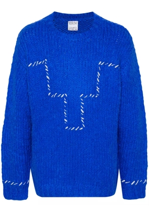 COUNTY OF MILAN logo-embroidered chunky-knit jumper - Blue