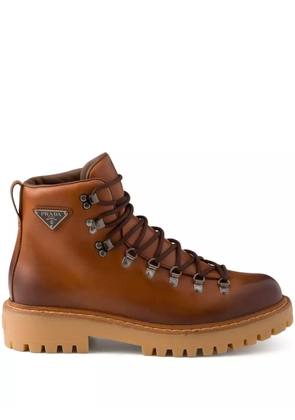 Prada laced leather boots - Brown