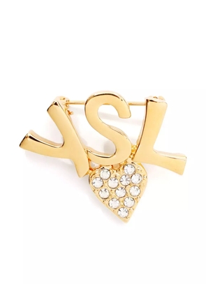 Saint Laurent Pre-Owned YSL rhinestone brooch - Gold