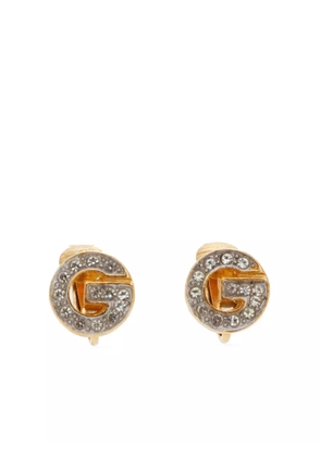Givenchy Pre-Owned G-logo rhinestone clip-on earrings - Gold