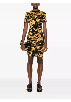 Versace Jeans Couture baroque-print short-sleeve mini dress - Black