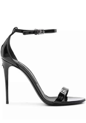 Dolce & Gabbana logo-plaque patent sandals - Black