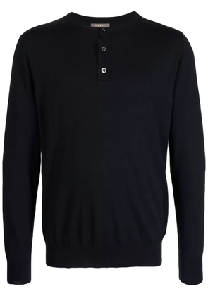 N.Peal Henley button-placket jumper - Blue