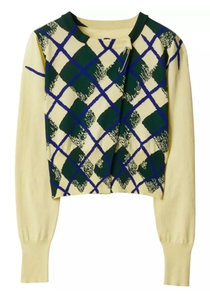 Burberry argyle-intarsia cropped cotton jumper - Yellow