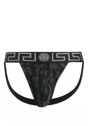 Versace Barocco-print cotton jockstrap - Black
