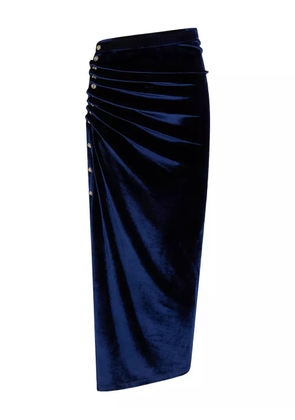 Rabanne ruched velvet midi skirt - P432 BLUE