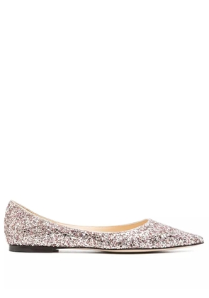 Jimmy Choo Romy glitter-embellished pointed-toe ballet flats - Pink