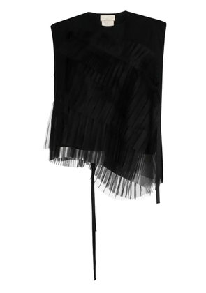 Shanshan Ruan asymmetric silk tank top - Black