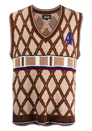 Ahluwalia geometric-pattern V-neck vest - Brown