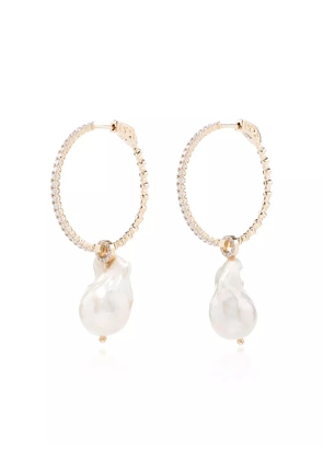 Mateo 14kt gold pearl diamond hoop earrings
