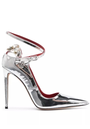 HARDOT 120mm metallic leather pumps - Silver