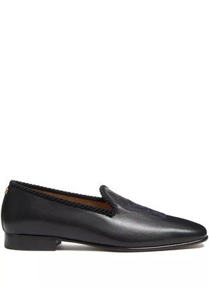 Valentino Garavani embroidered leather loafers - Black