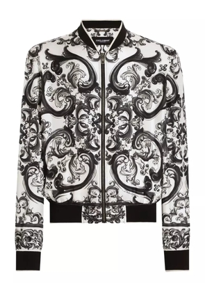 Dolce & Gabbana maiolica pattern bomber jacket - White