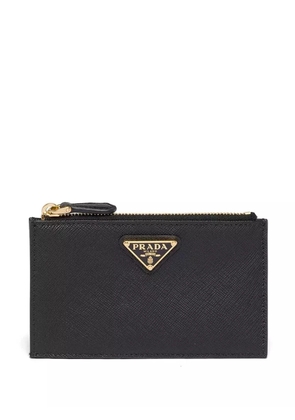 Prada leather logo-plaque card holder - Black