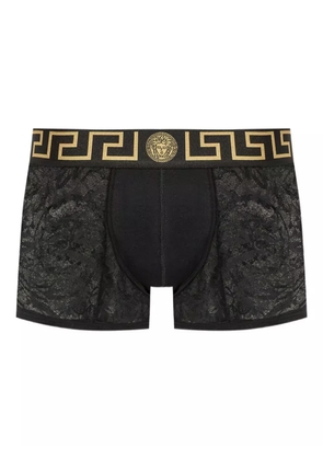 Versace Grecca-waistband lace boxers - Black