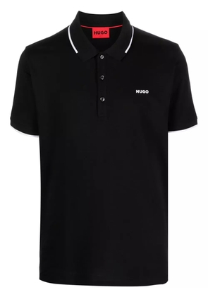 HUGO logo-print cotton polo shirt - Black