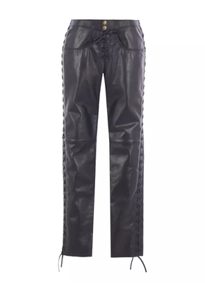ISABEL MARANT lace-up leather straight trousers - Black
