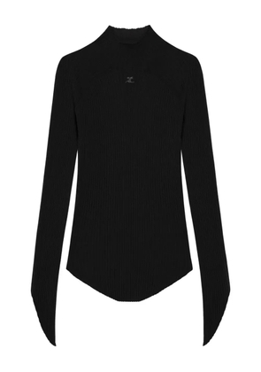 Courrèges mock neck knitted top - Black