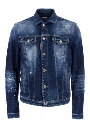 DSQUARED2 Dan painted classic-collar denim jacket - Blue