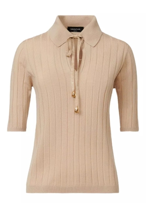 Fabiana Filippi ribbed-knit polo neck top - Neutrals