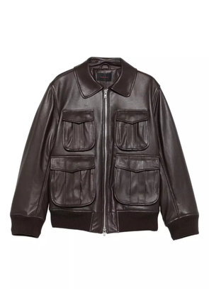Simone Rocha multiple-pocket lambskin leather jacket - Brown
