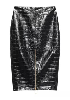 Elisabetta Franchi crocodile-effect zip-front skirt - Black