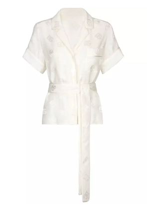 Dolce & Gabbana DNA monogram-jacquard tied-waist shirt - White