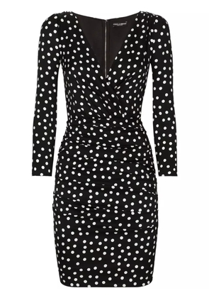 Dolce & Gabbana polka dot-print draped minidress - Black