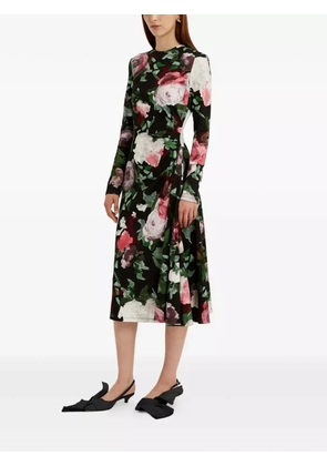 ERDEM long-sleeved draped midi dress - Black