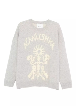 Nanushka floral-embroidered sweater - Grey