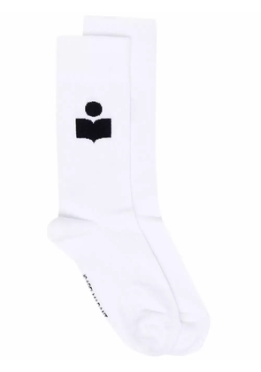 ISABEL MARANT Siloki logo-intarsia socks - White