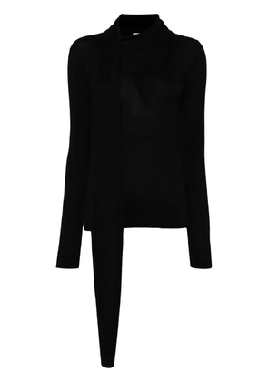 TOTEME draped-scarf fine knit top - Black