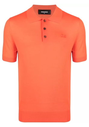 DSQUARED2 logo-embroidered virgin wool polo shirt - Orange